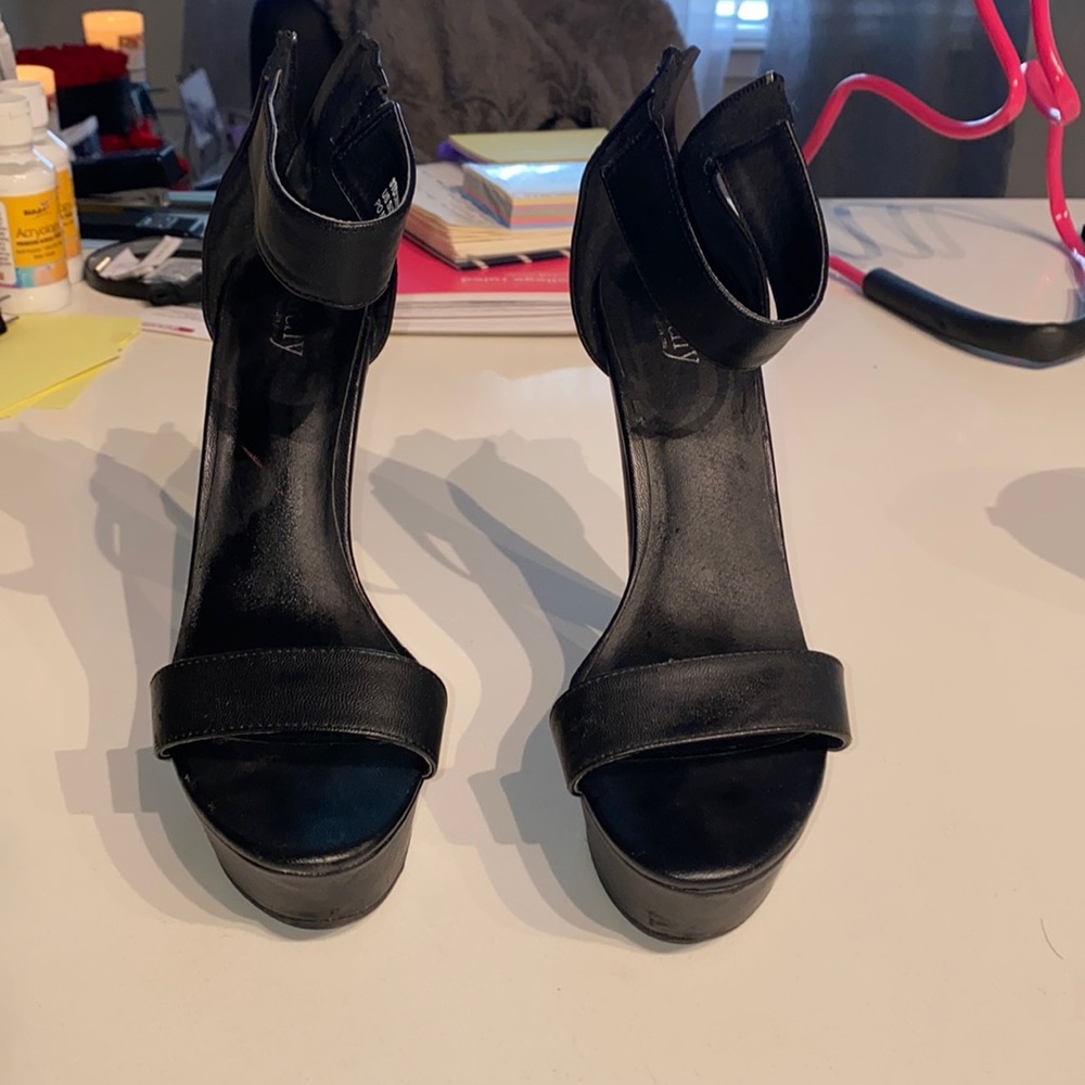 Black ankle strap heels